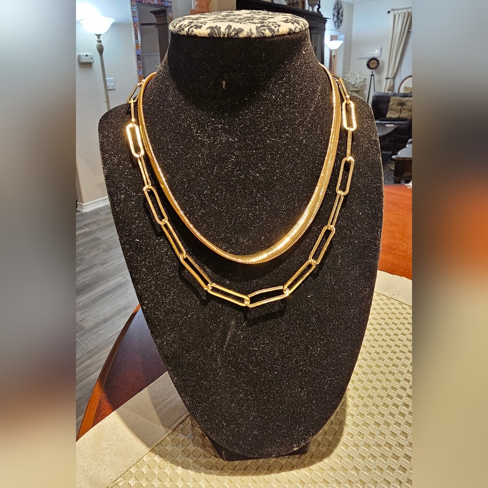 Double strand Paperclip & Herringbone statement necklaces Sugarfix by Baublebar